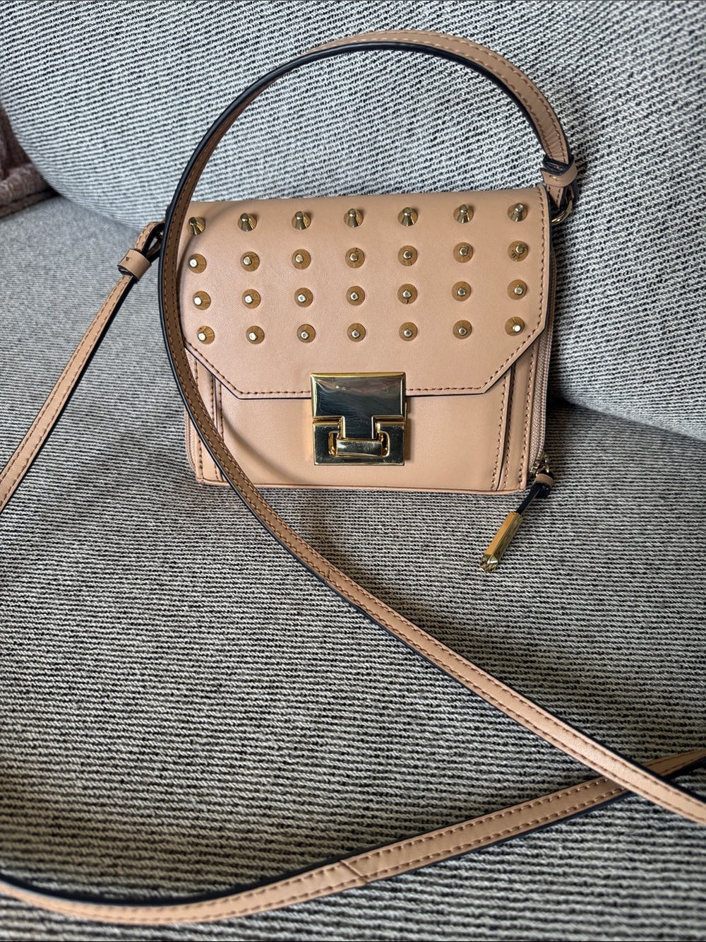 Ivanka Trump Studded Leather Crossbody Bag in Nude Tan HOT!